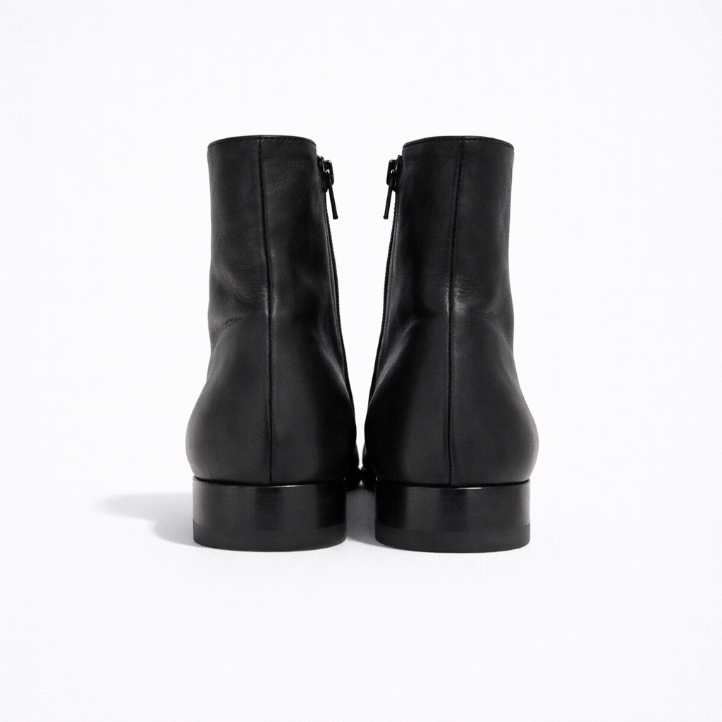 Bottine Andy en cuir de veau souple noir