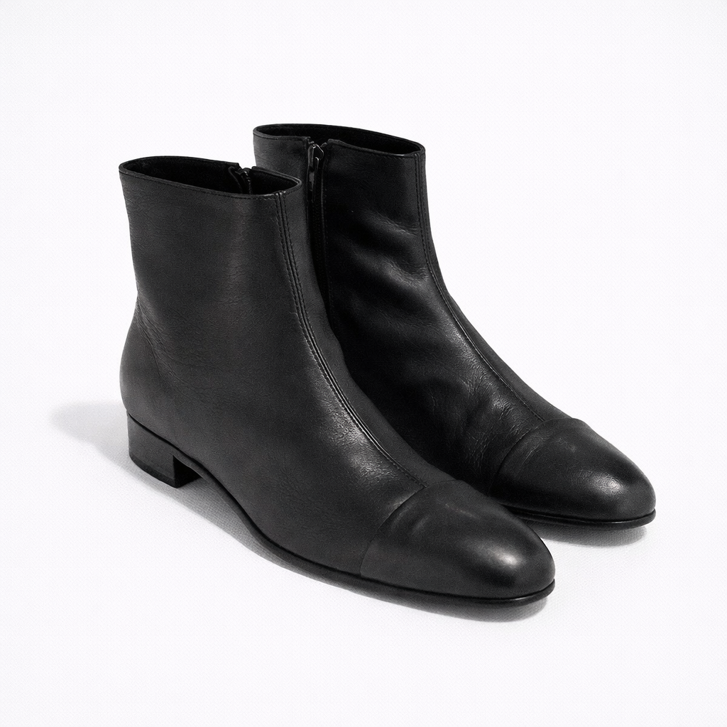 Bottine Andy en cuir de veau souple noir