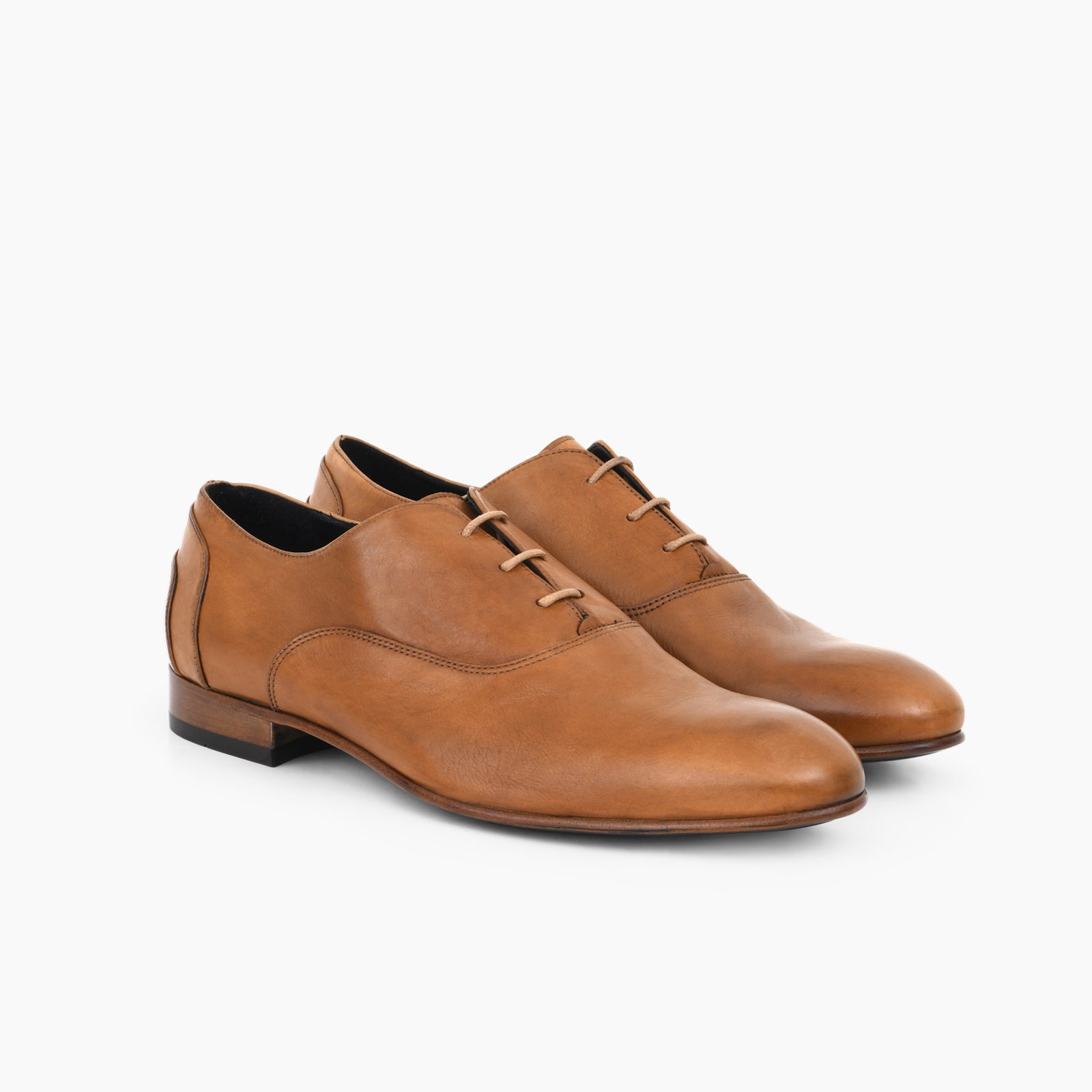 Richelieu Laurent en cuir de veau souple camel