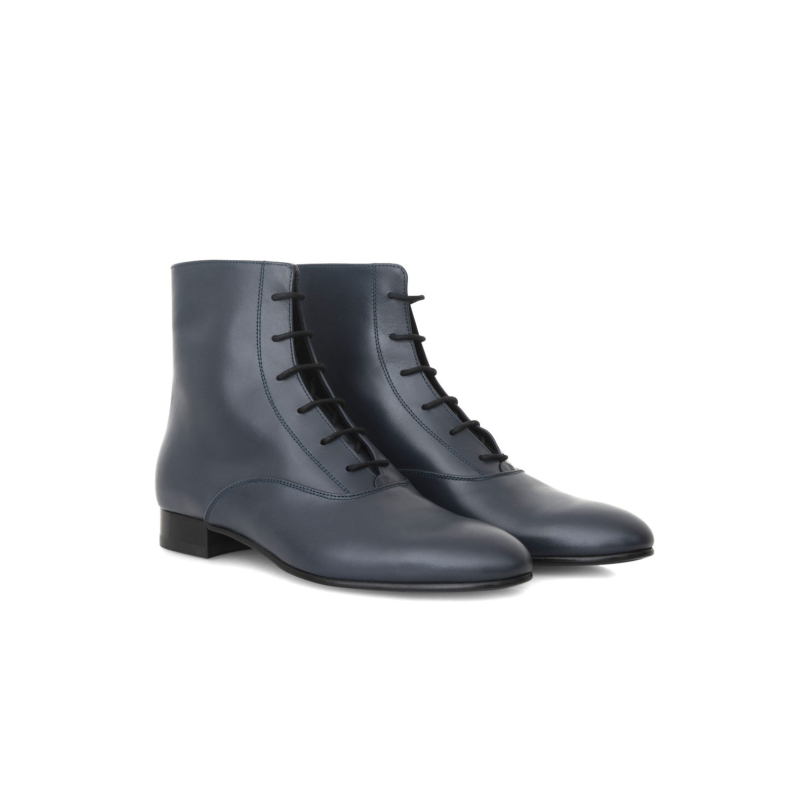 Bottine Ines en cuir de veau lisse bleu