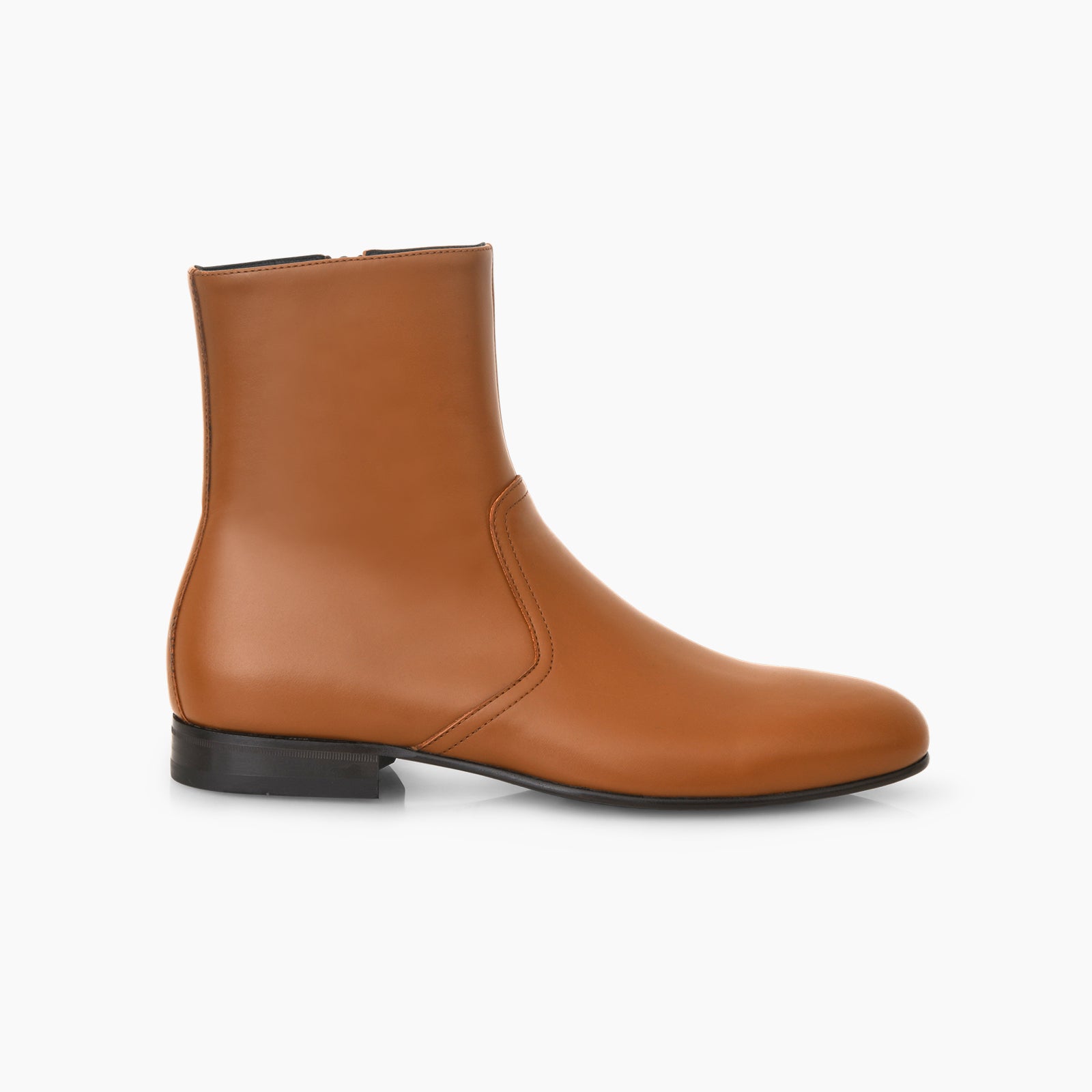 Bottine Jeanne en cuir de veau lisse camel