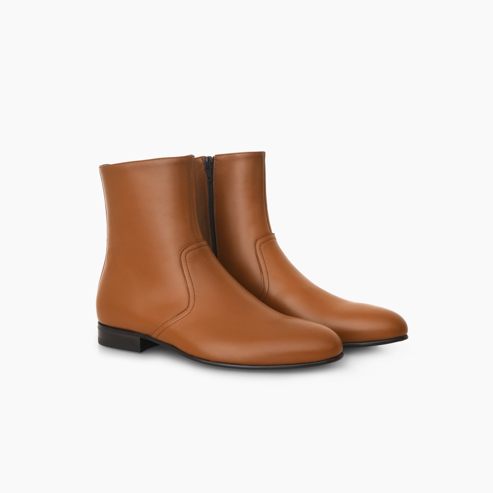 Bottine Jeanne en cuir de veau lisse camel