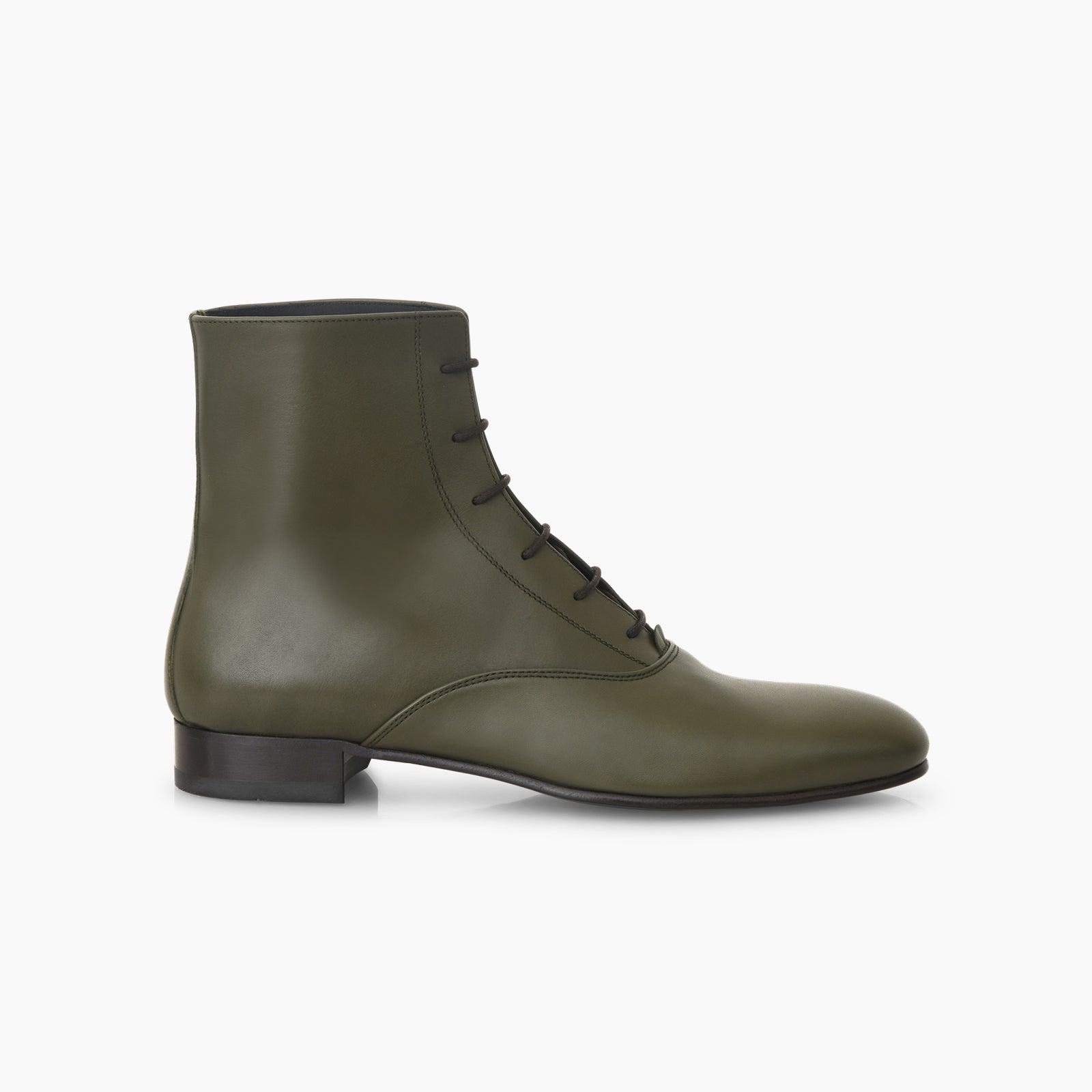 Bottine Ines en cuir de veau lisse vert