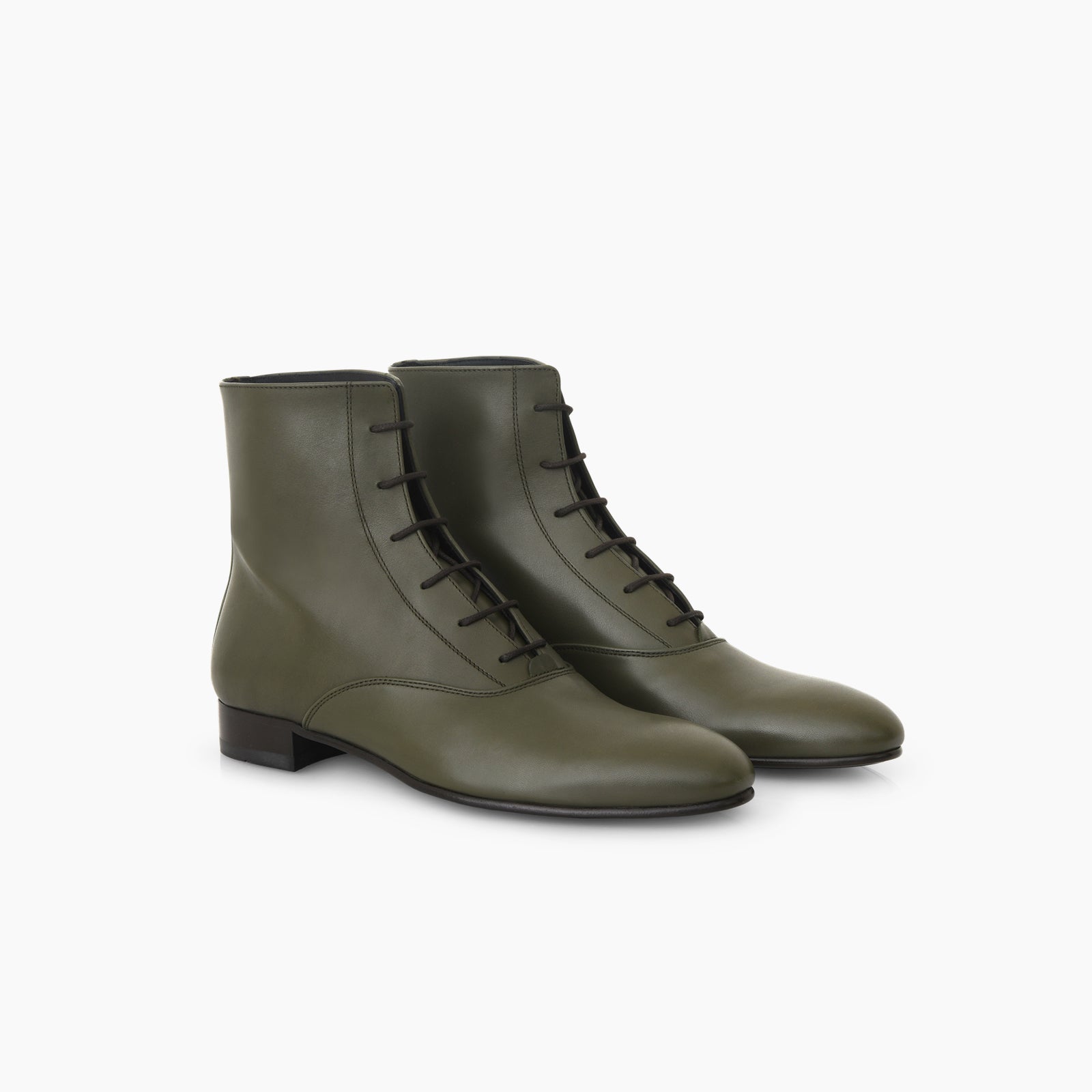 Bottine Ines en cuir de veau lisse vert