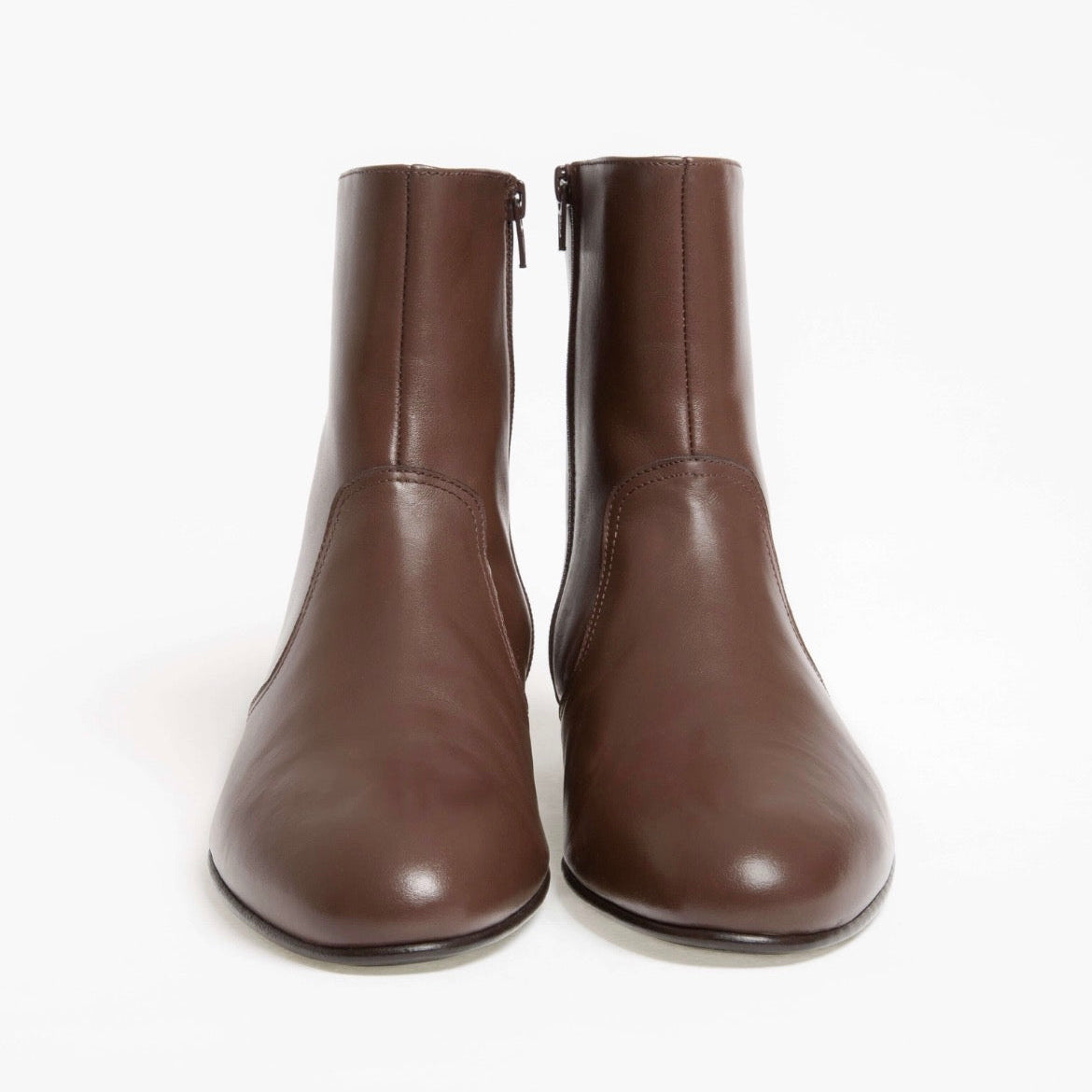Bottine Jonathan en cuir de veau lisse chocolat