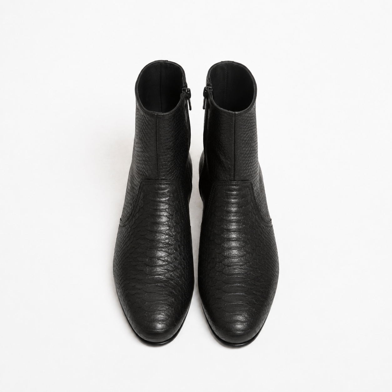 Bottine Jonathan en cuir embossé python noir