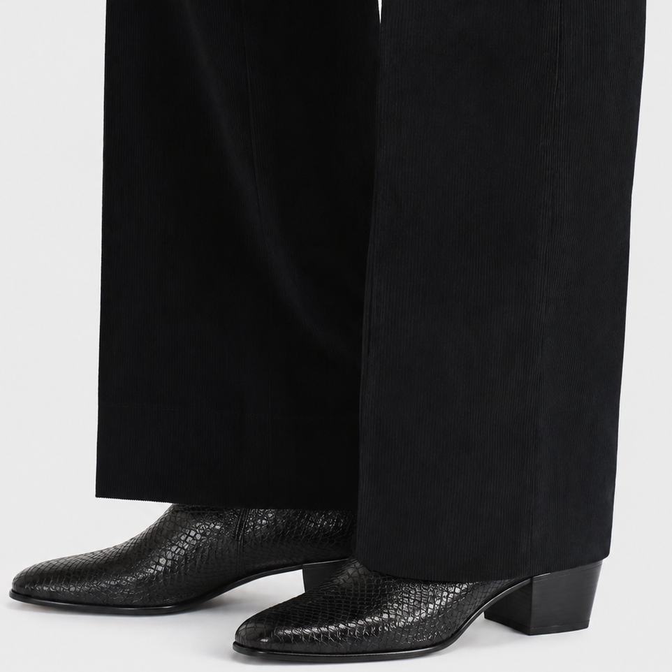 Bottine Mario en cuir embossé python noir