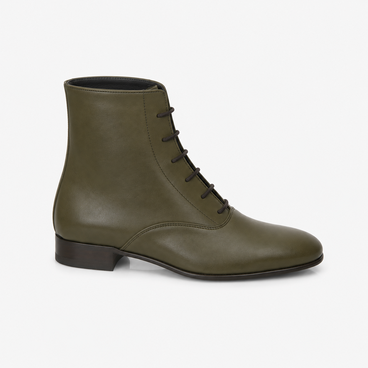 Bottine Ines en cuir de veau lisse vert