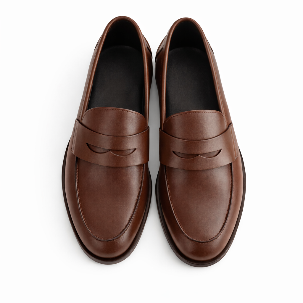 Mocassin Rudolph en cuir de veau lisse chocolat