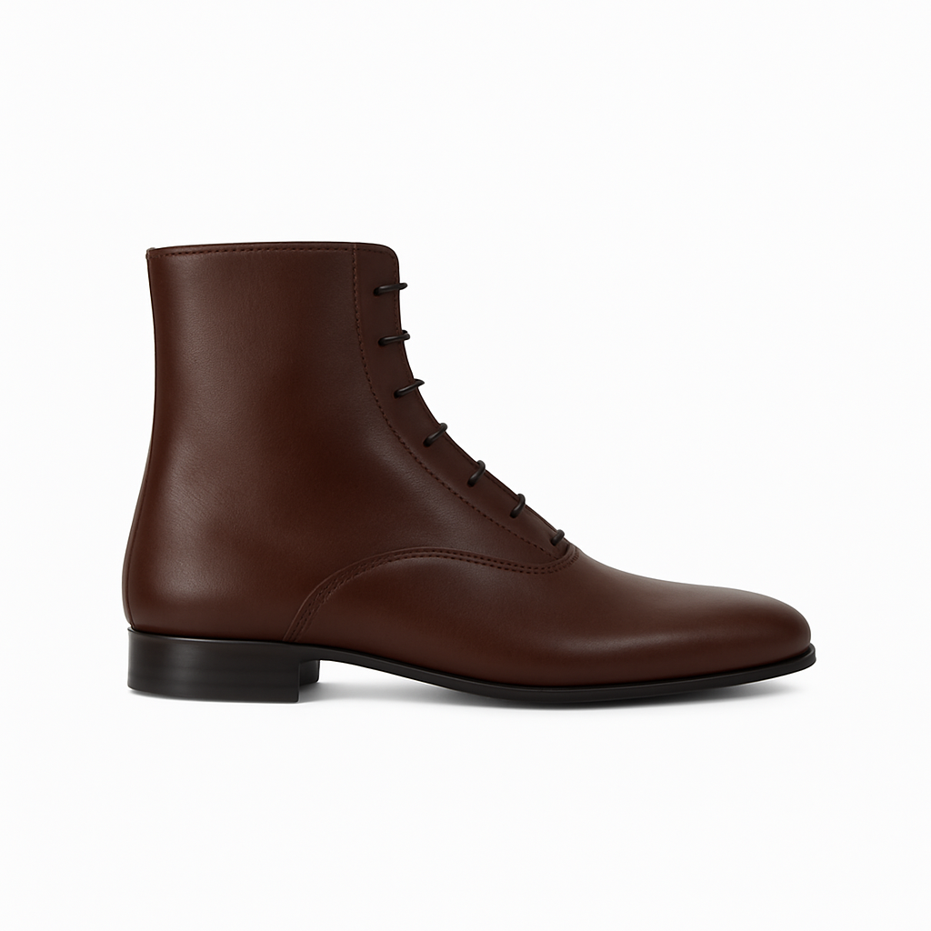 Bottine Ines en cuir embossé chocolat