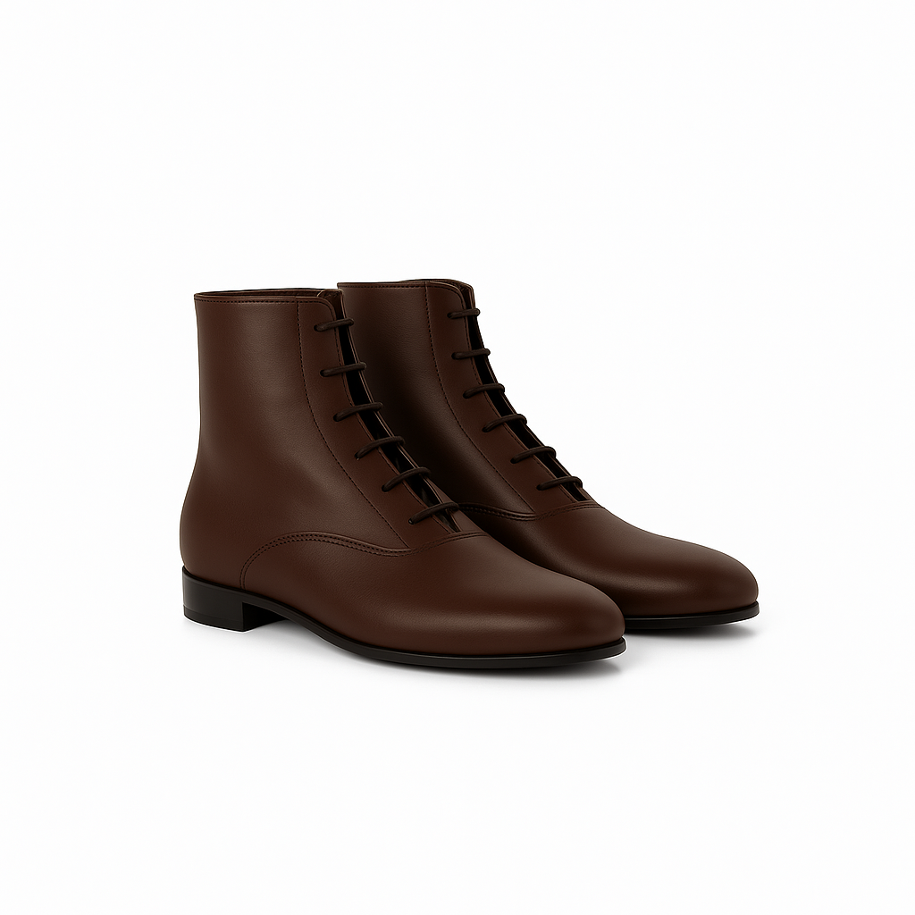 Bottine Ines en cuir embossé chocolat