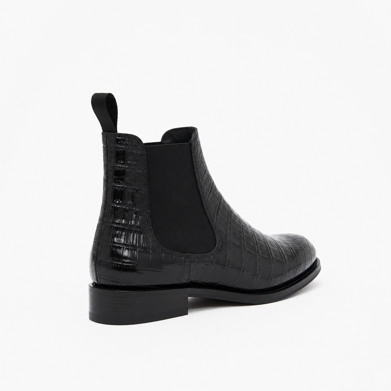 Bottine Jason en cuir embossé crocodile noir