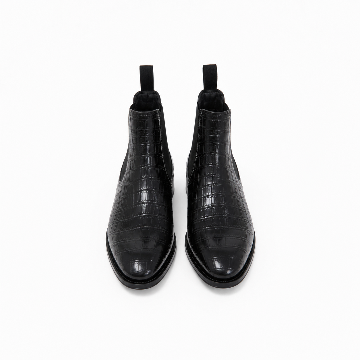 Bottine Jason en cuir embossé crocodile noir