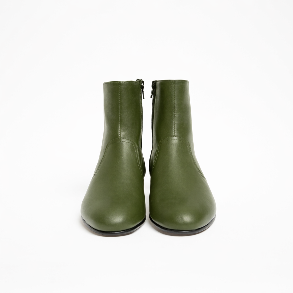 Bottine Jonathan en cuir de veau lisse vert