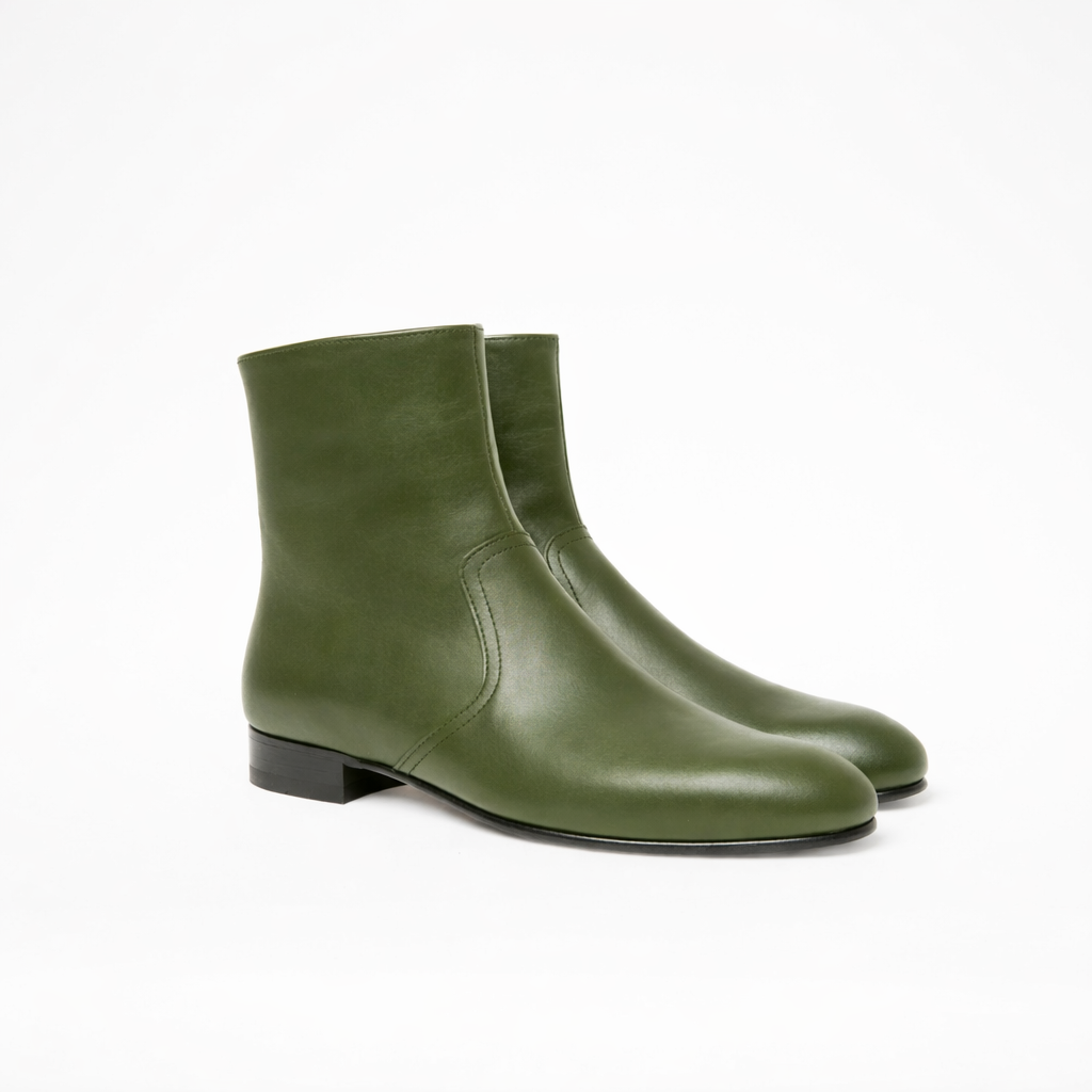 Bottine Jonathan en cuir de veau lisse vert