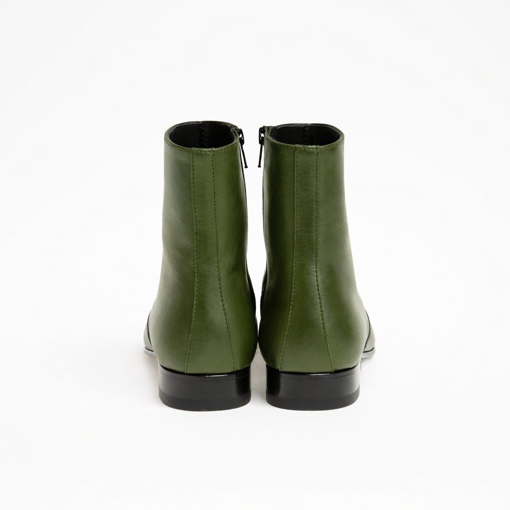 Bottine Jonathan en cuir de veau lisse vert