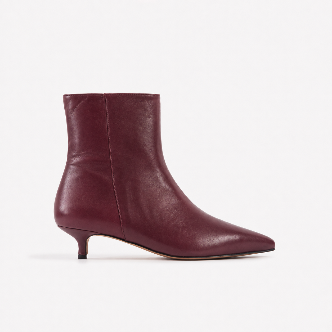 Bottine Nina en cuir de veau lisse bordeaux
