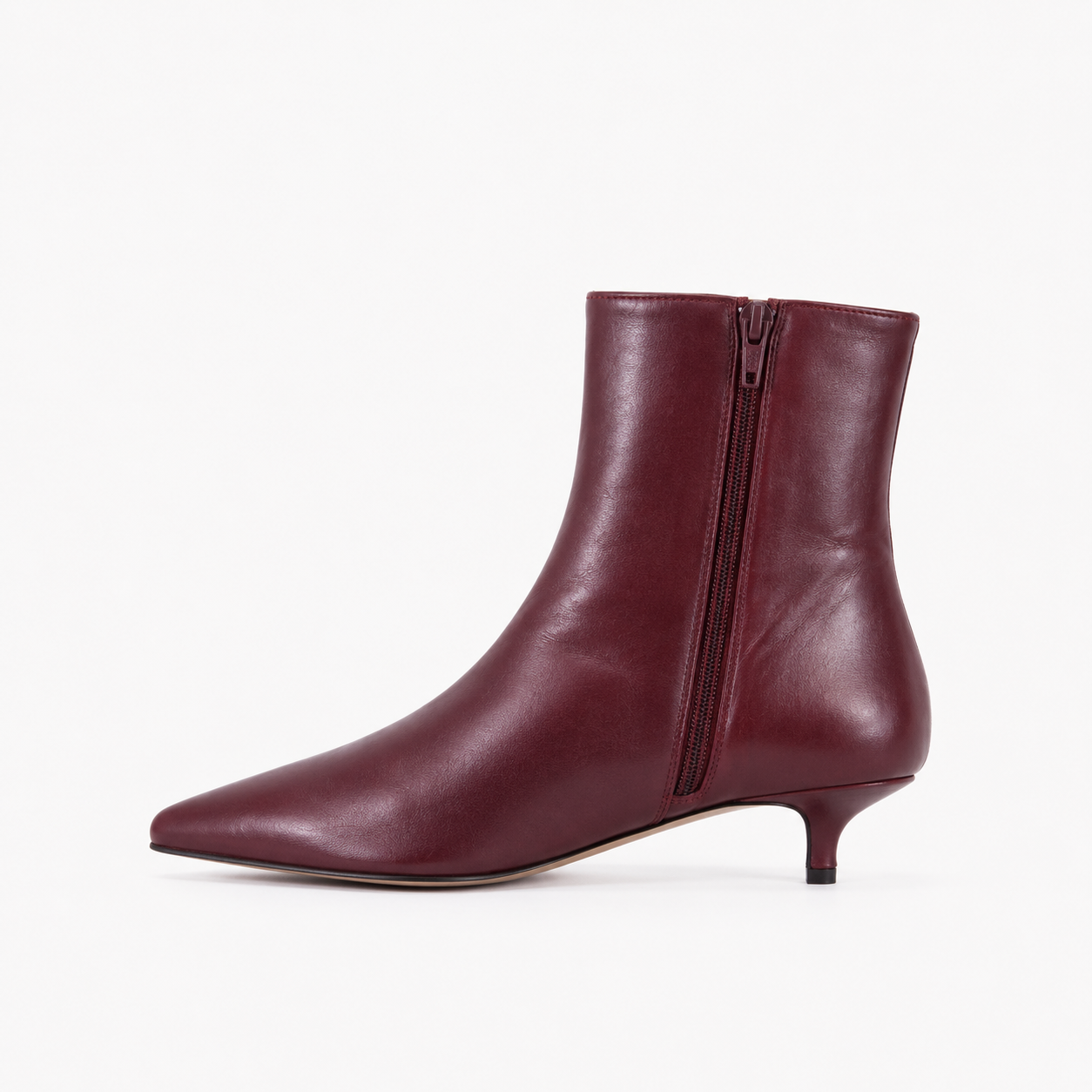 Bottine Nina en cuir de veau lisse bordeaux