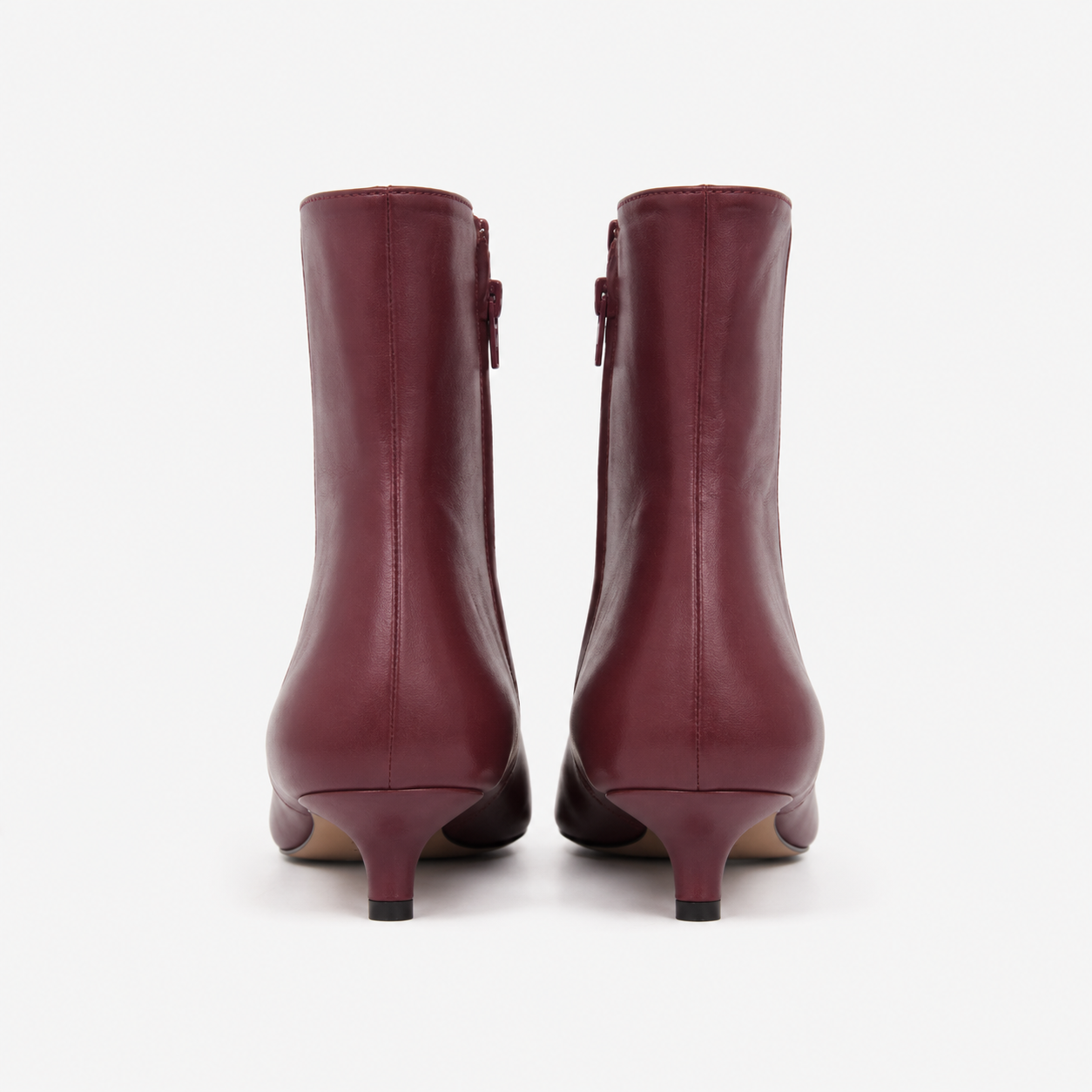 Bottine Nina en cuir de veau lisse bordeaux