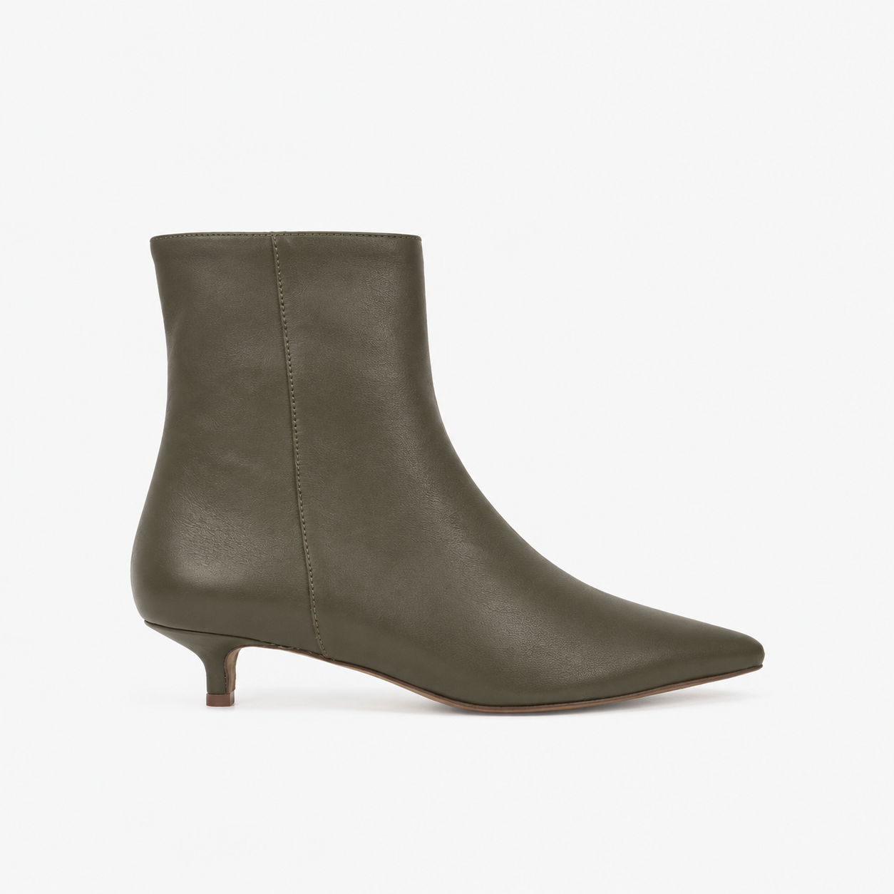 Bottine Nina en cuir de veau lisse olive