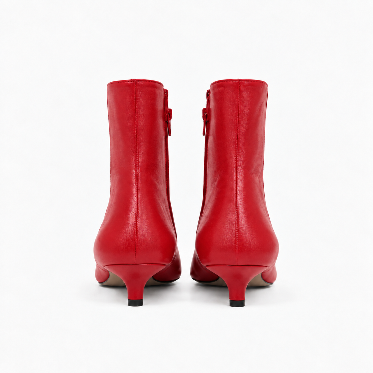 Bottine Nina en cuir de veau lisse rouge
