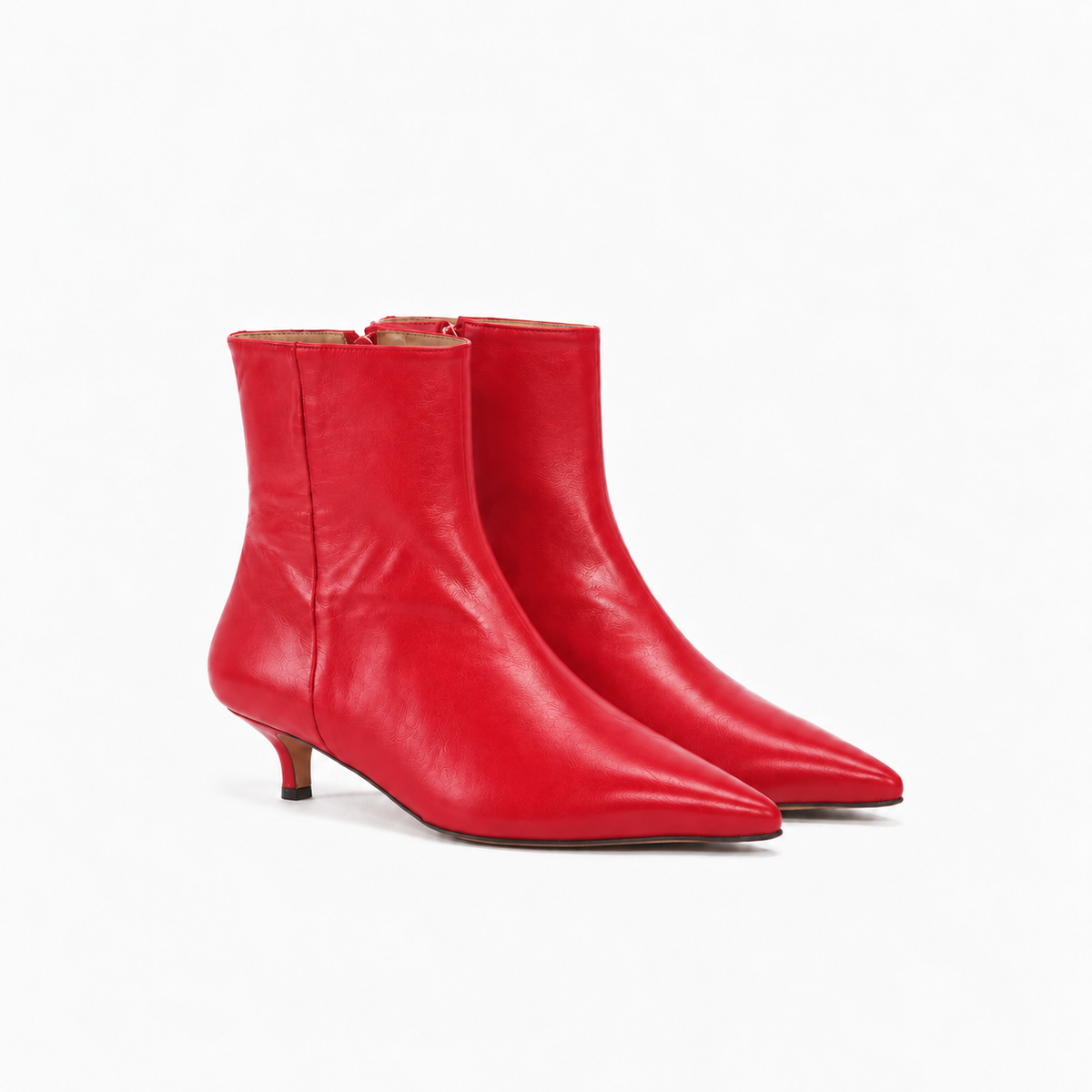 Bottine Nina en cuir de veau lisse rouge