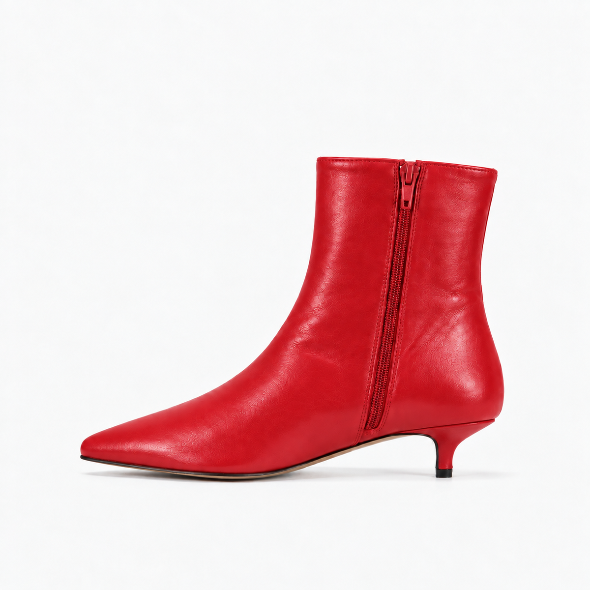 Bottine Nina en cuir de veau lisse rouge