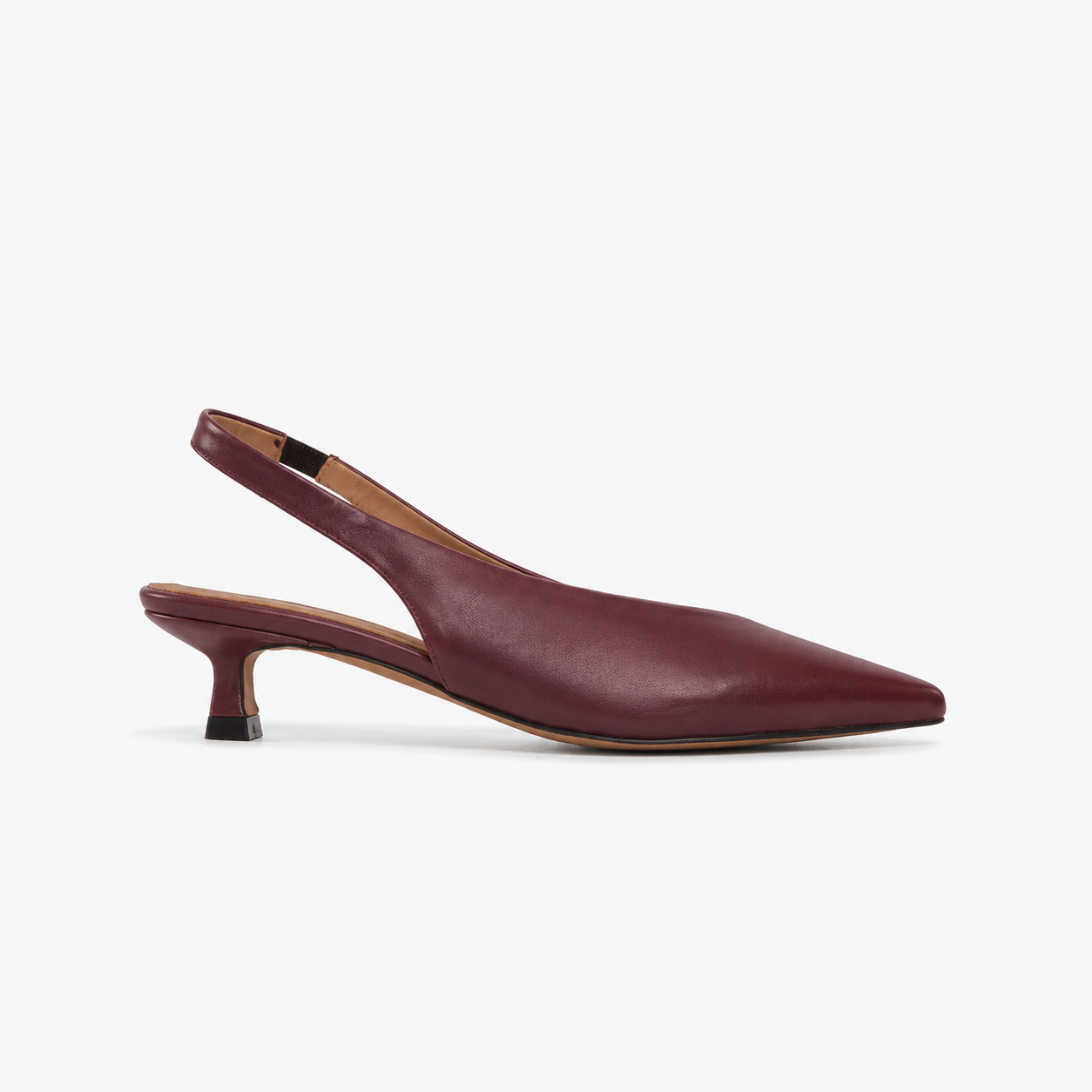 Slingback Romy en cuir de veau souple Bordeaux