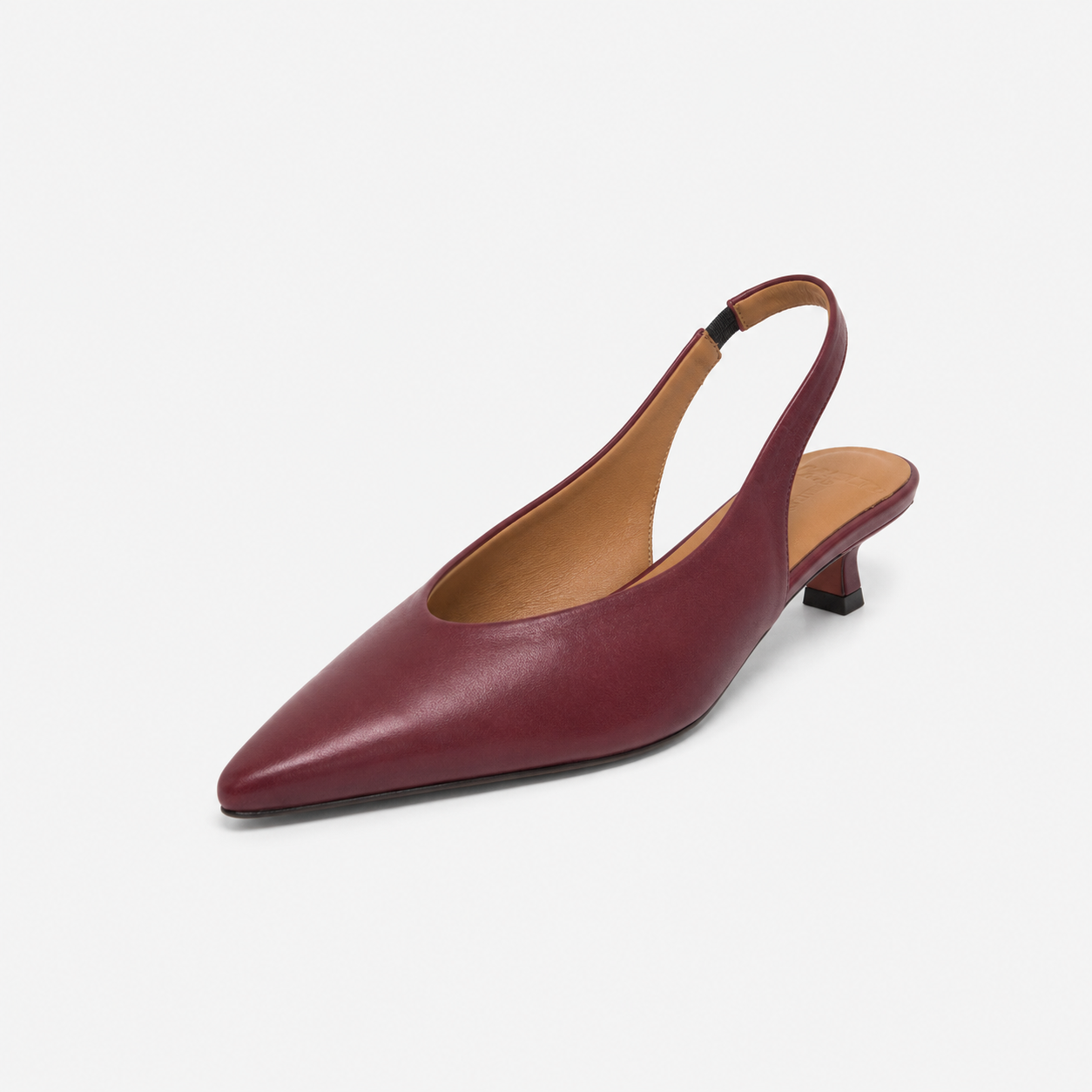 Slingback Romy en cuir de veau souple Bordeaux