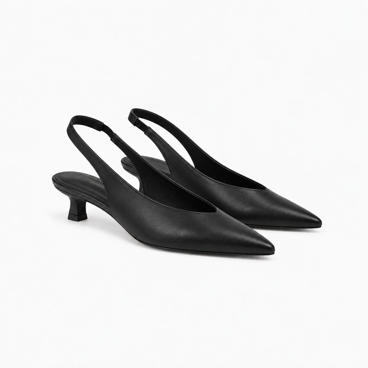 Slingback Romy en cuir de veau souple noir