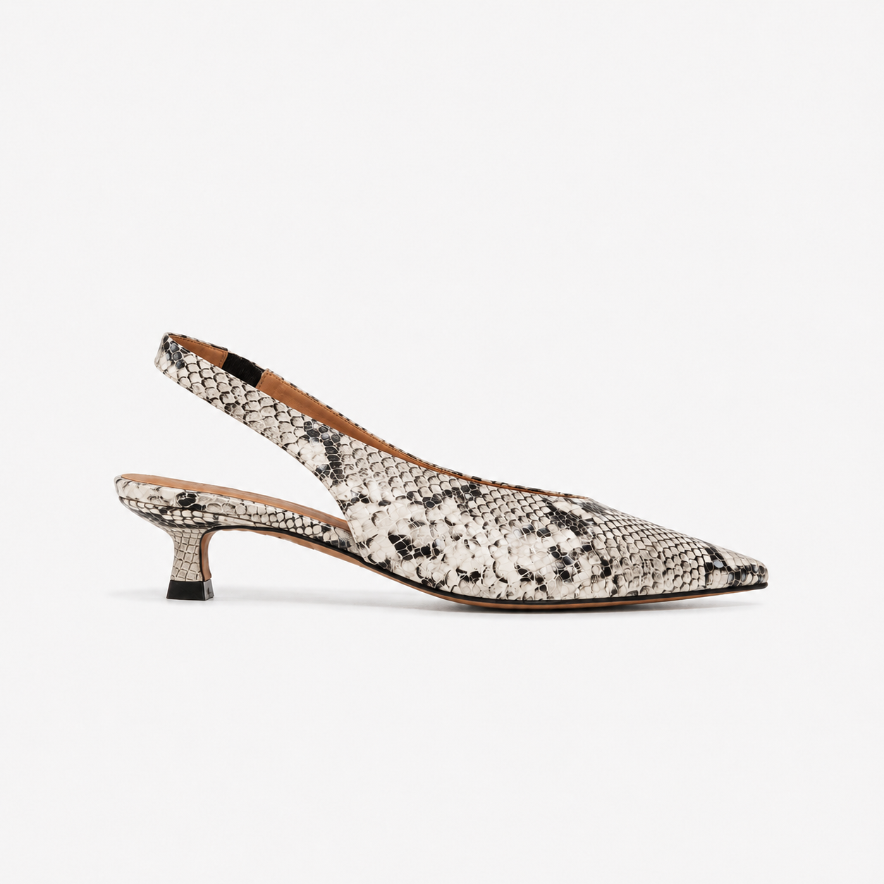 Slingback Romy en cuir embossé python