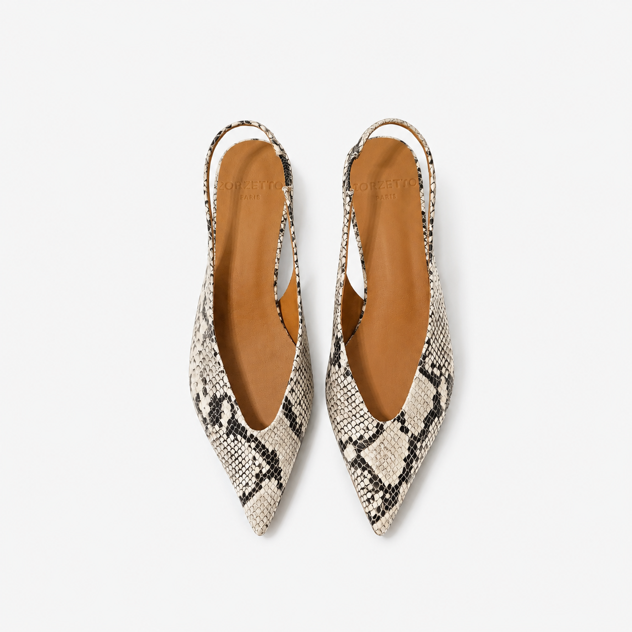 Slingback Romy en cuir embossé python