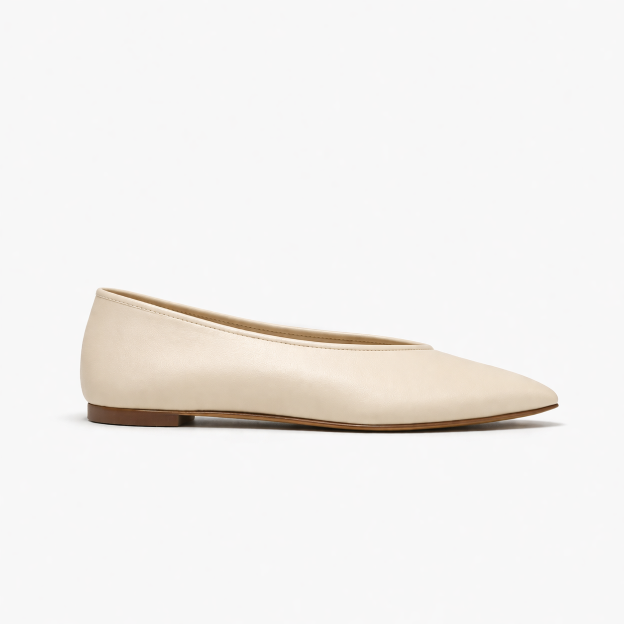 Ballerine Alma en cuir de veau souple Crème