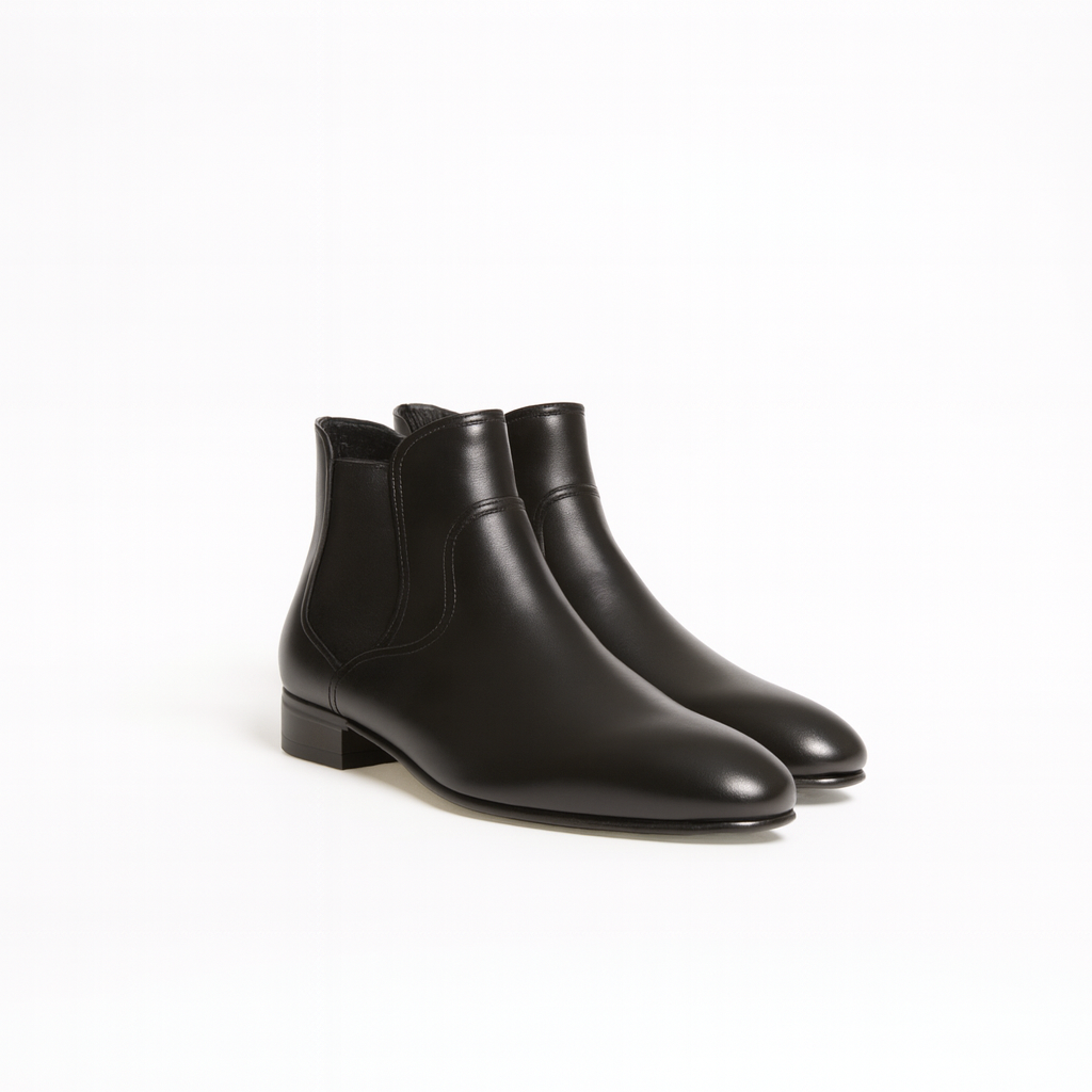 Bottine Arsène en cuir de veau lisse noir