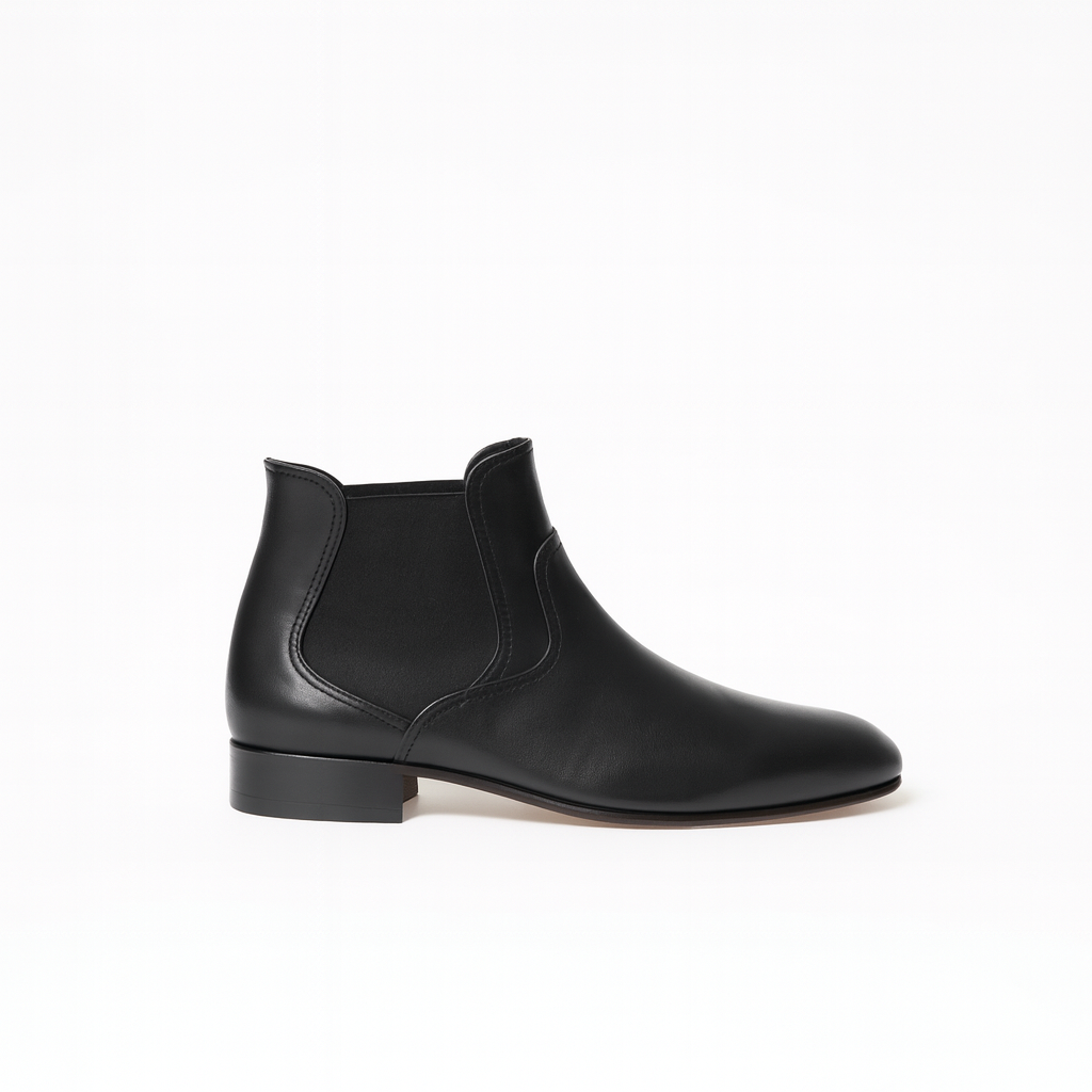 Bottine Arsène en cuir de veau lisse noir