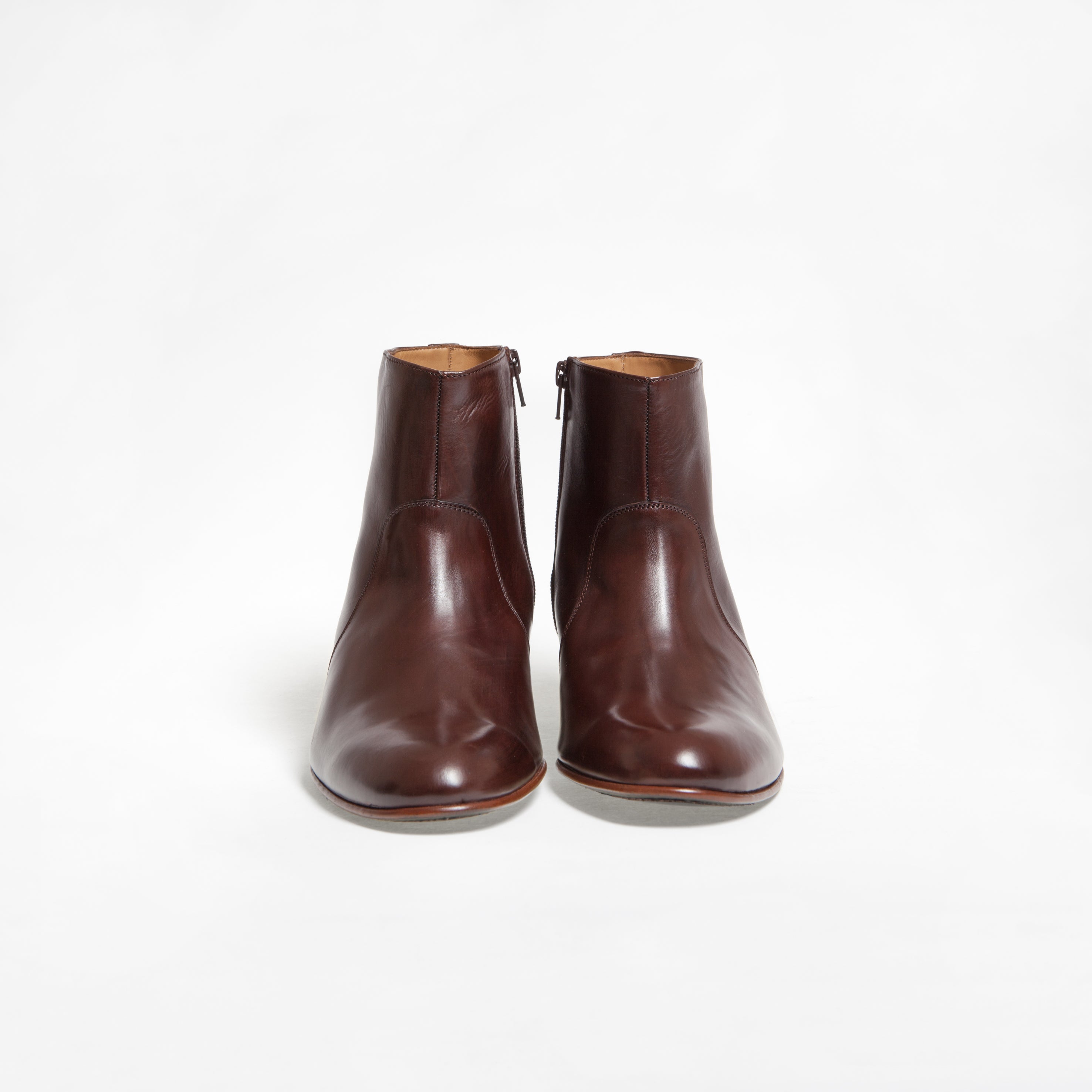 Bottine Maria en cuir de veau lisse chocolat