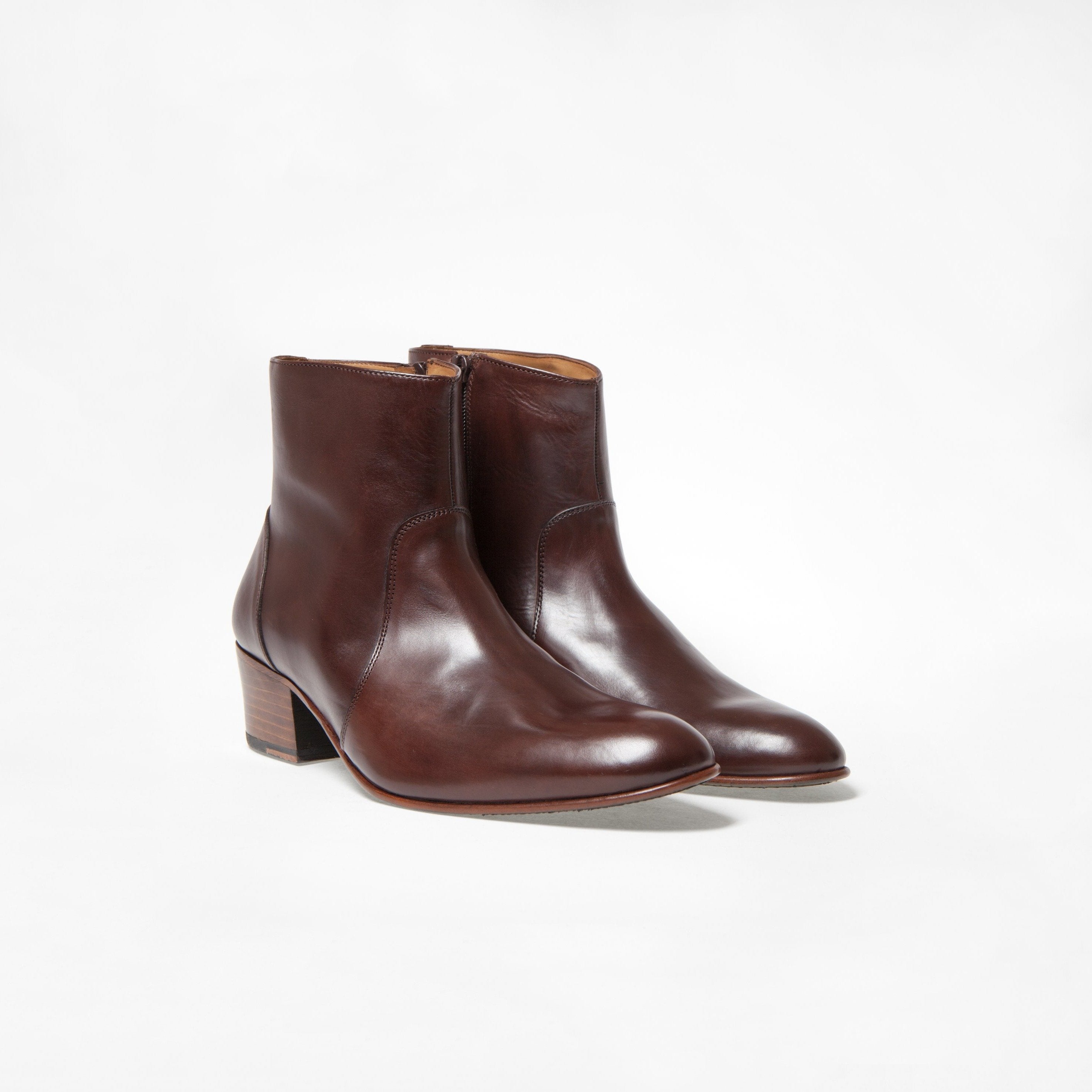 Bottine Maria en cuir de veau lisse chocolat