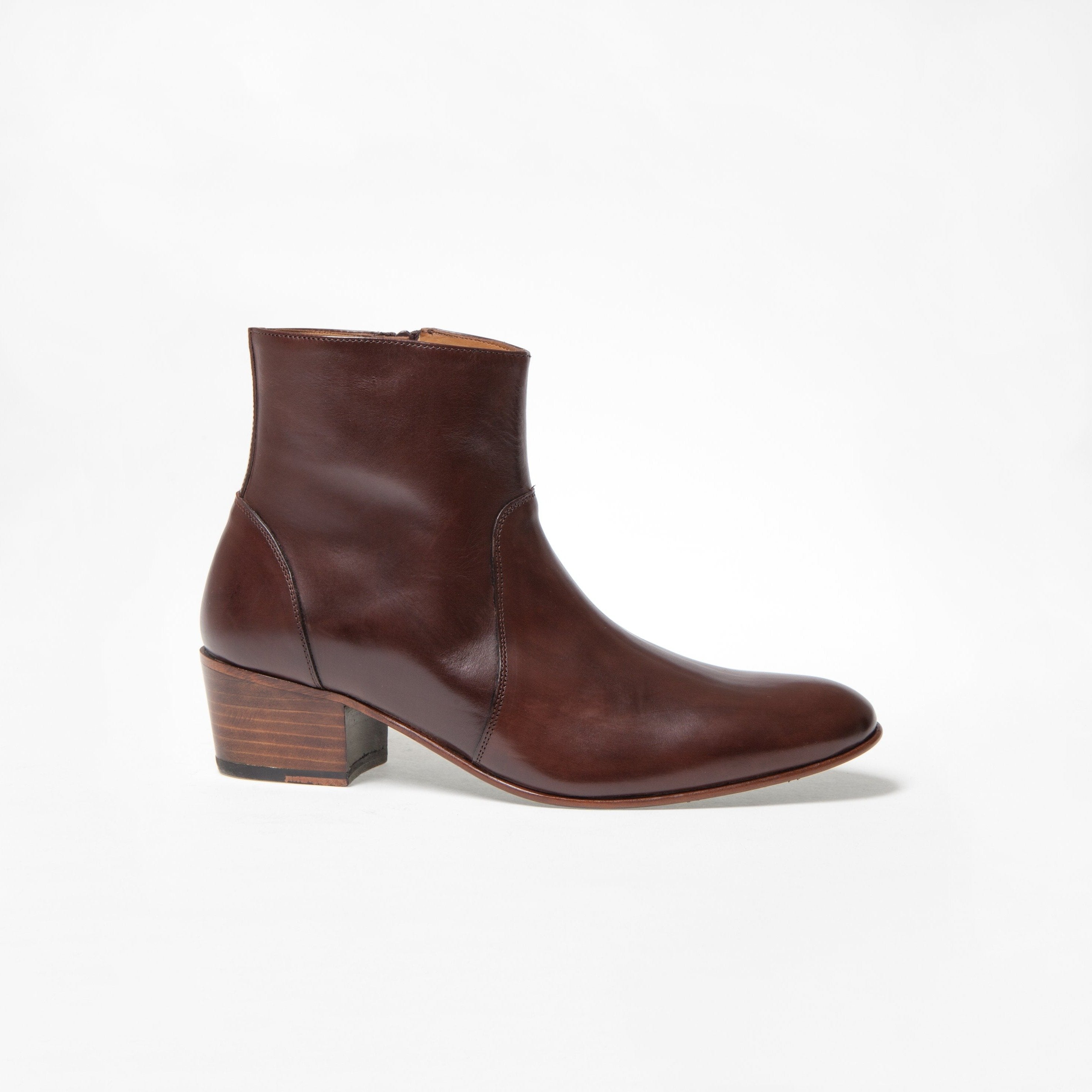 Bottine Maria en cuir de veau lisse chocolat